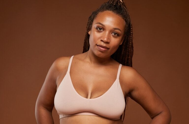 black woman in compression bra